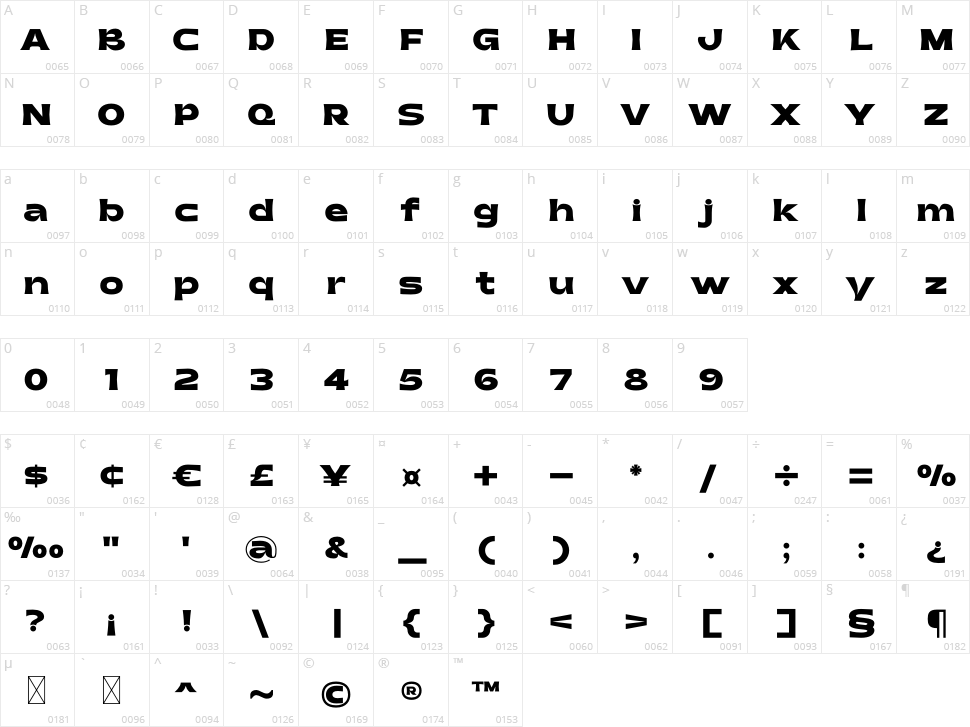 Pontiff Wide Character Map