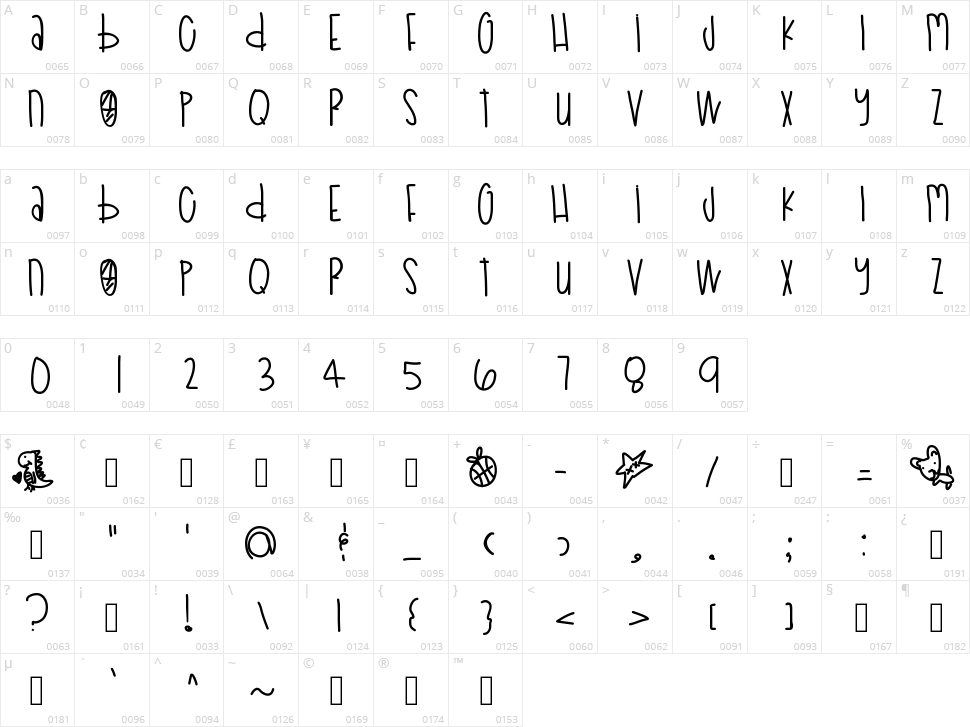 Poodle Doodles Character Map