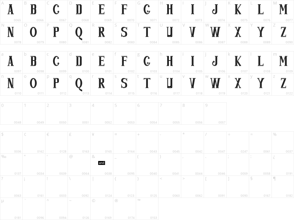 Pop & Jazz Character Map