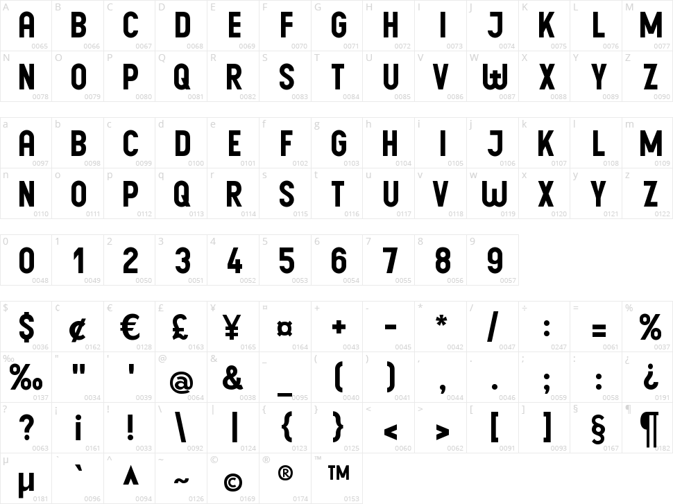 Post Bus Character Map