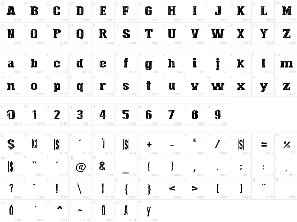 Press Style  Large Character Map