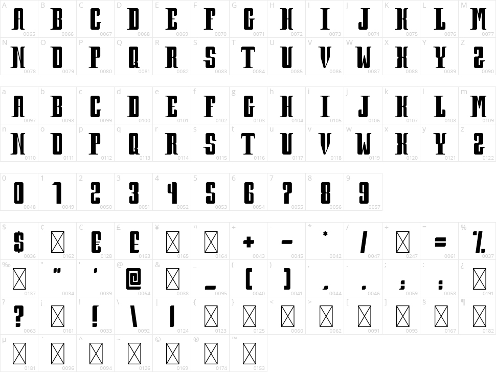 Prohibition Character Map