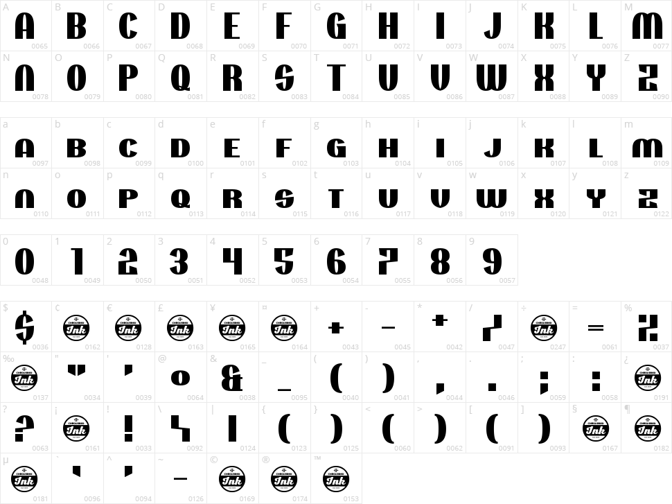 Projectionist Character Map