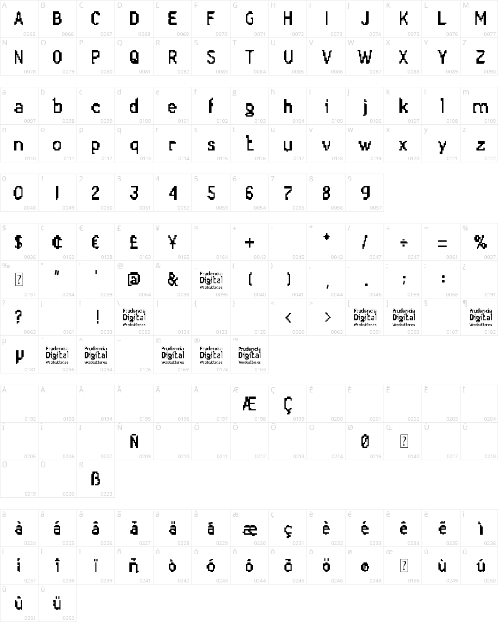 Prudencia Digital Character Map
