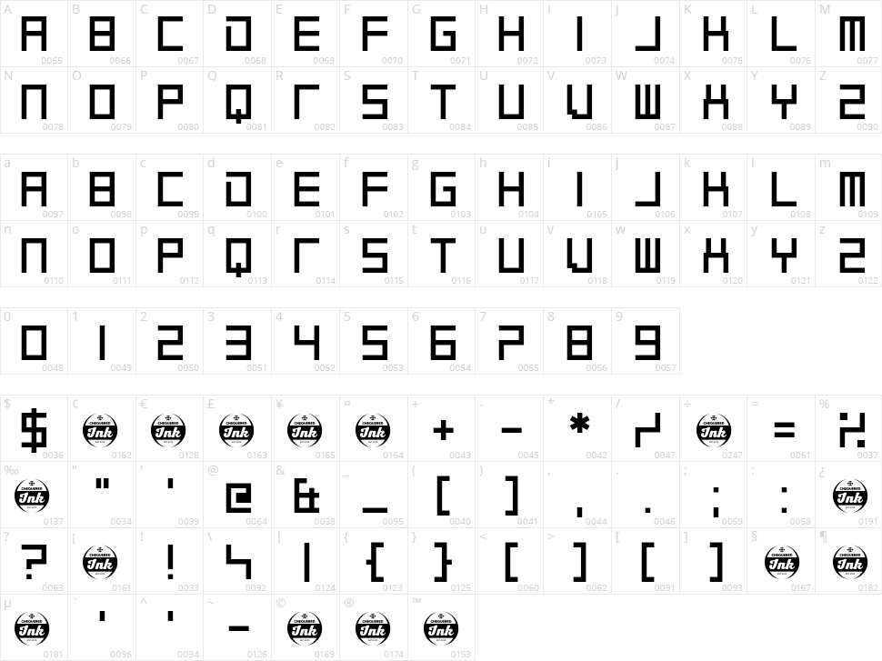 Psilent Character Map