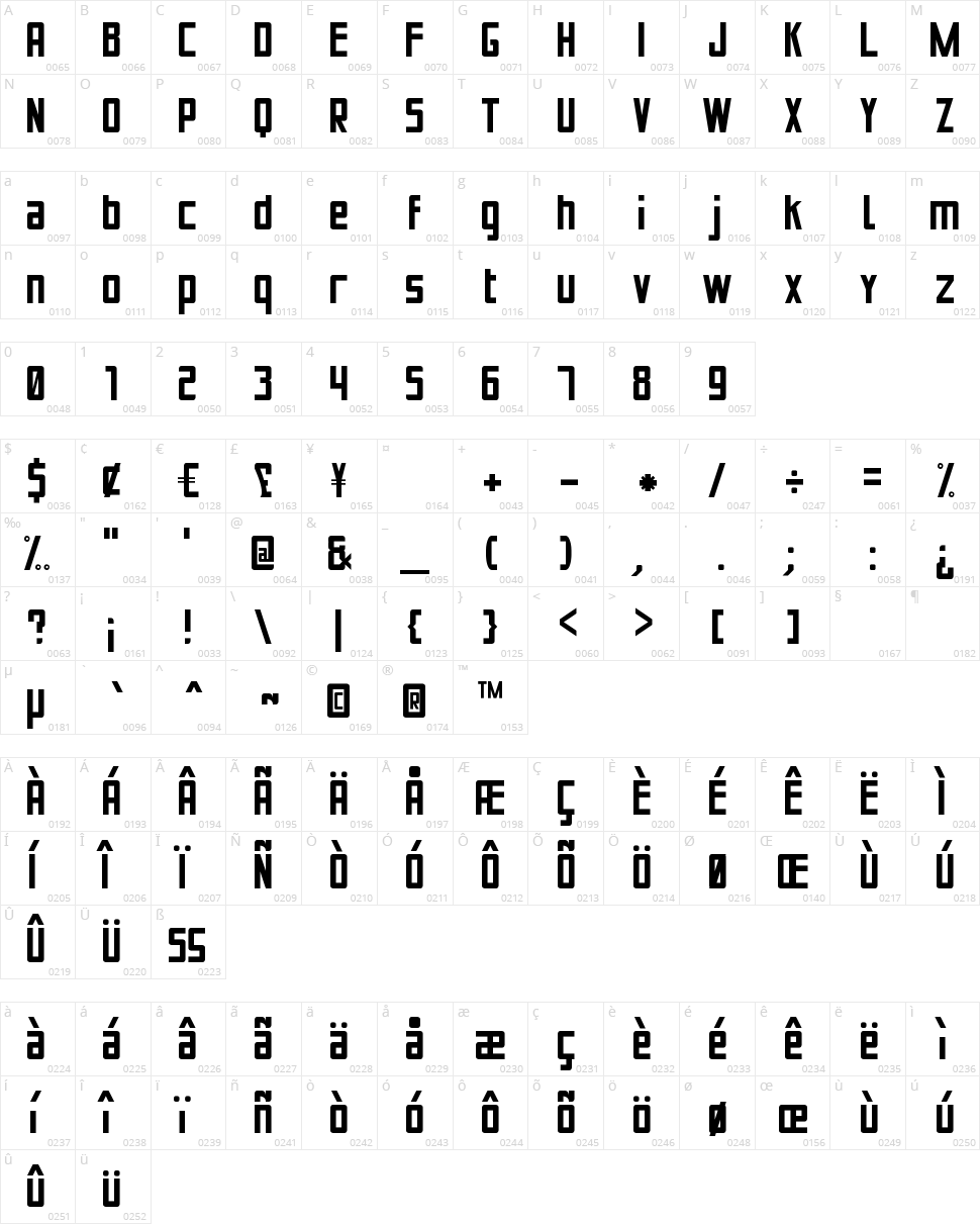 Puente Bueno ST Character Map