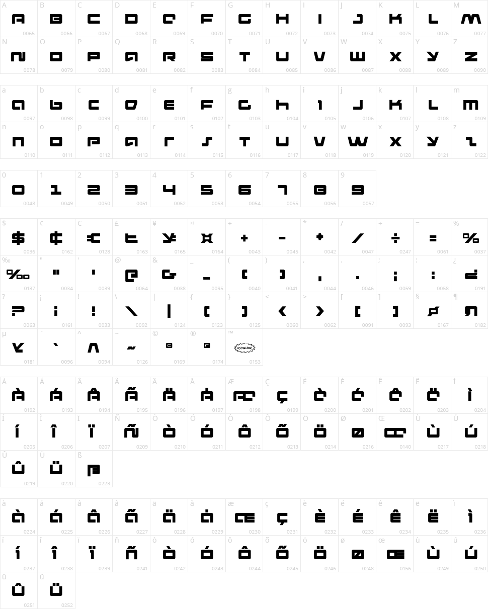 Pulse Rifle Character Map