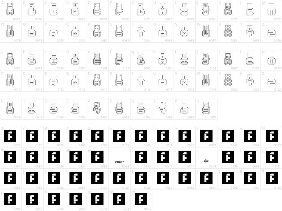 Punched Out Character Map
