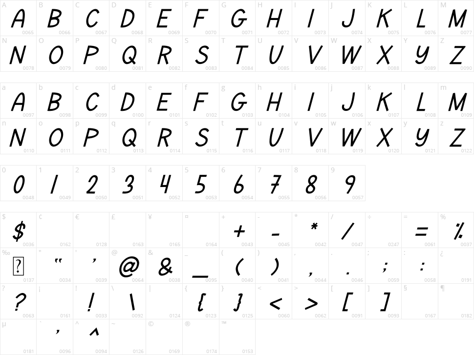 Purple Bougenville Script Character Map