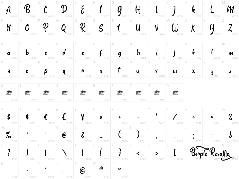 Purple Rosallia Character Map