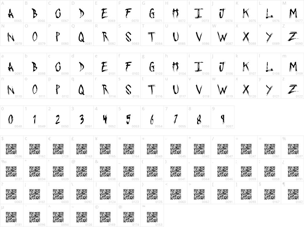 Pushing Sticks Character Map