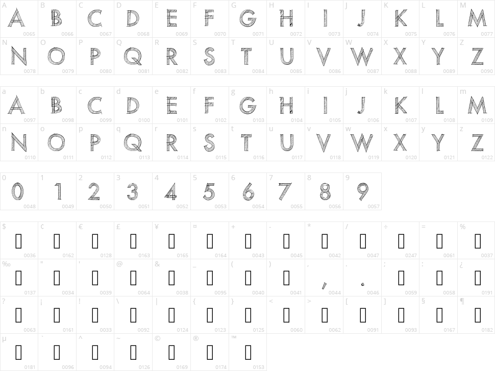 PW Scratched Character Map