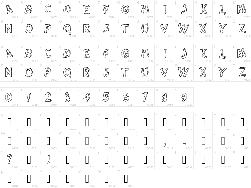 PW Shaded Character Map