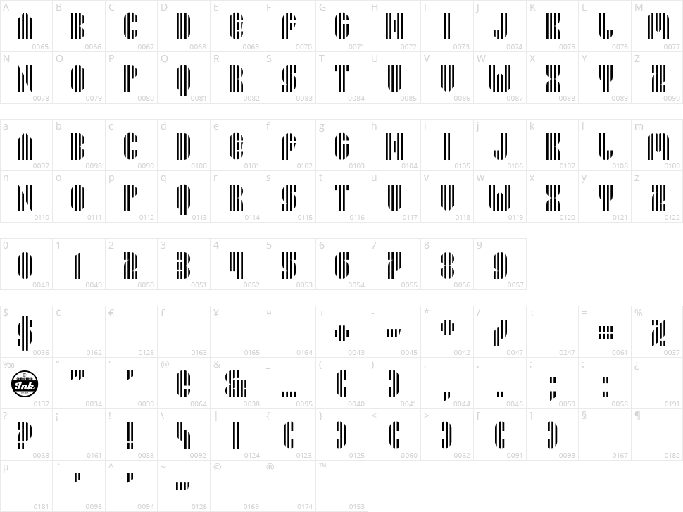 Pyrsing Character Map