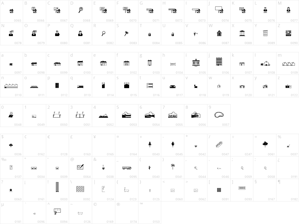 Qikicons Real Estate Character Map