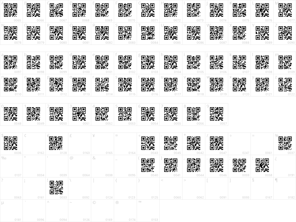 QR font TFB Character Map