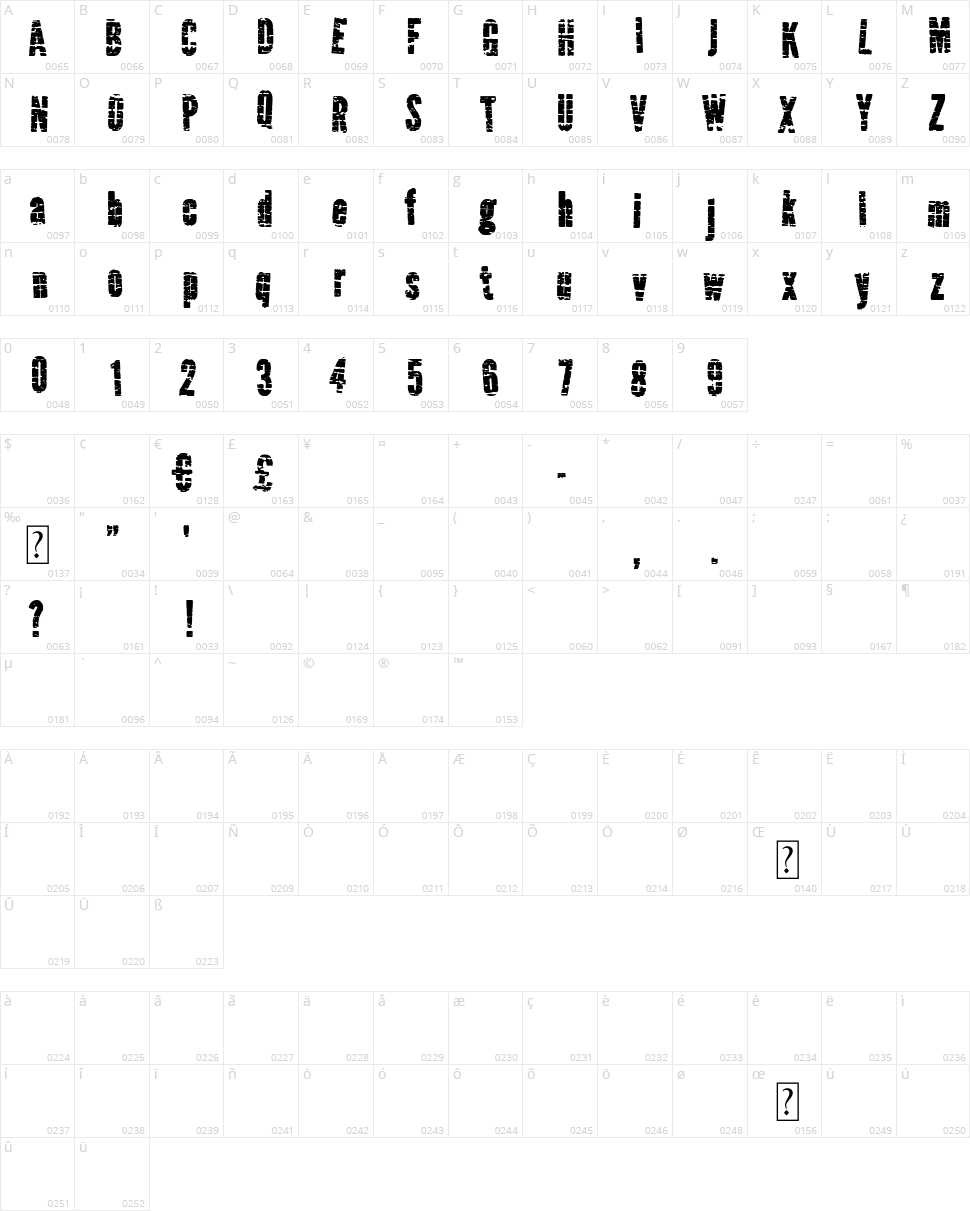 Qrackstreet Character Map