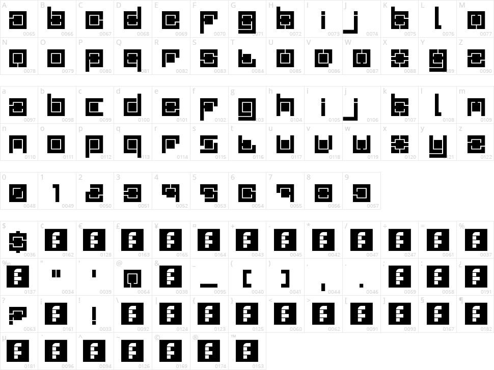 Quadro Character Map
