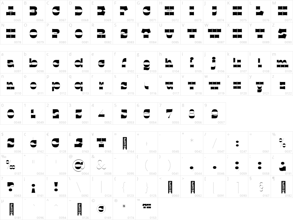 Quarantype Embrace Character Map