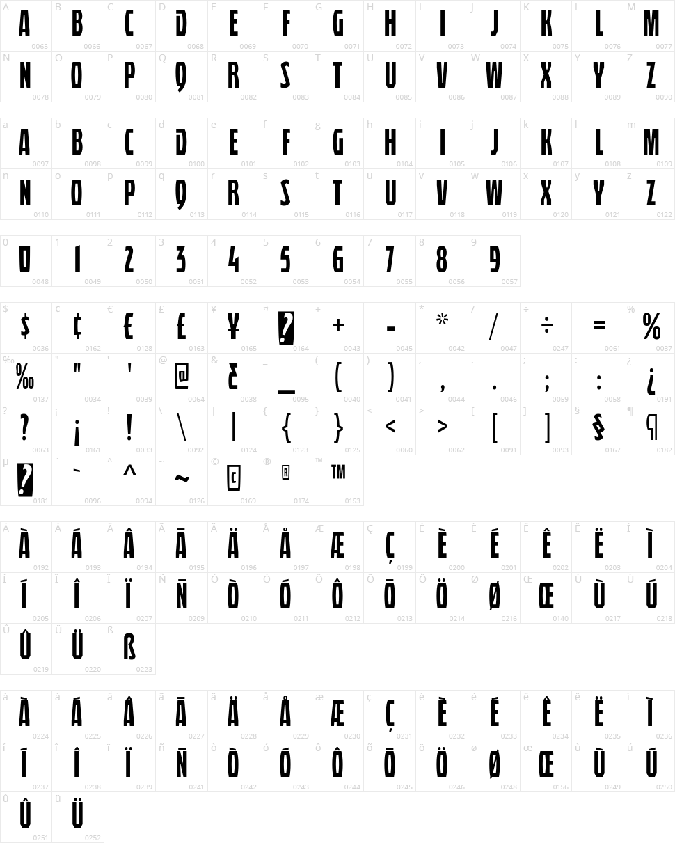 Quasix Titling Character Map