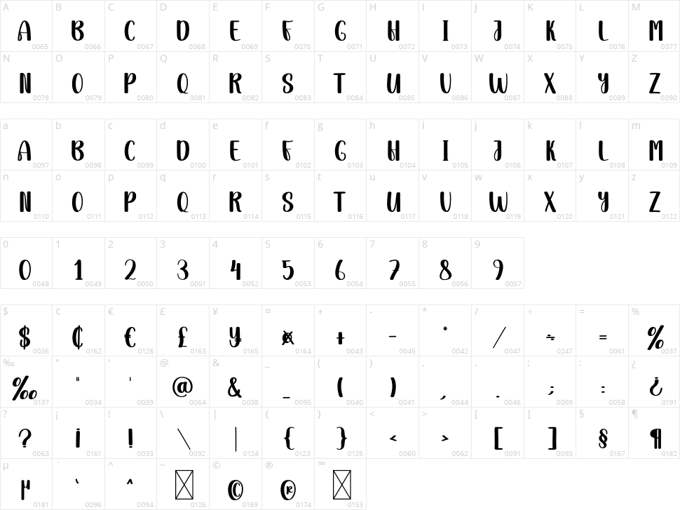 Quiet Night Character Map