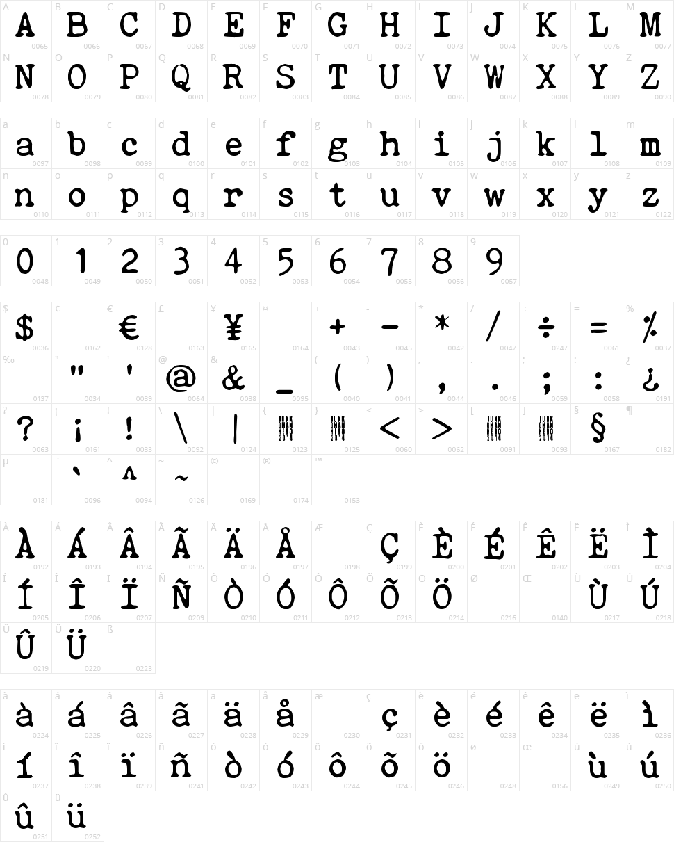 Quiet Evening Character Map