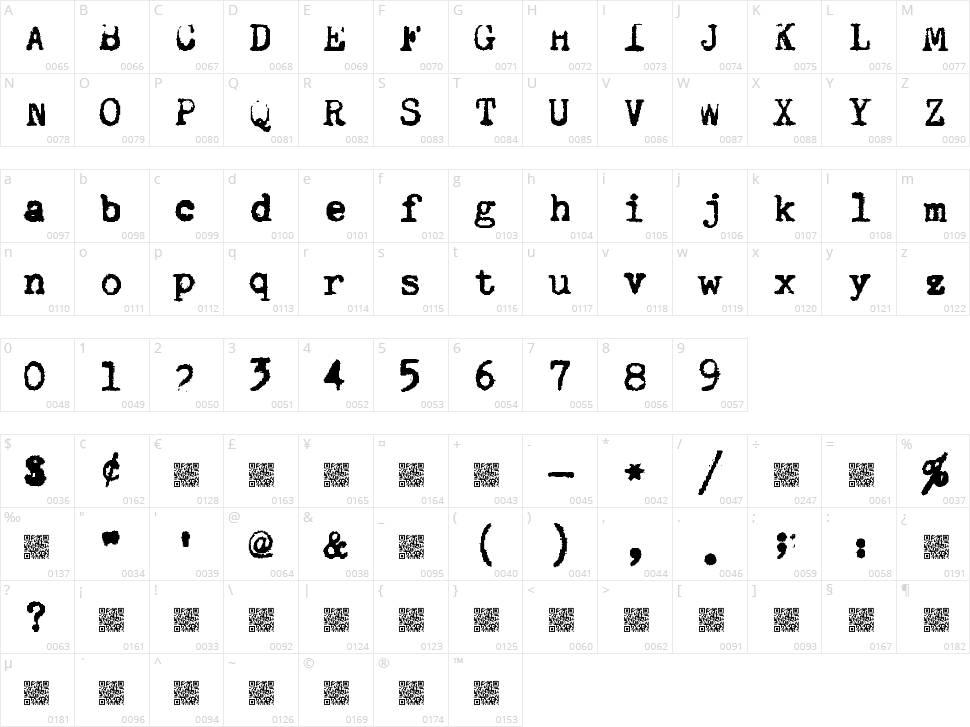 Quiet Typer Character Map