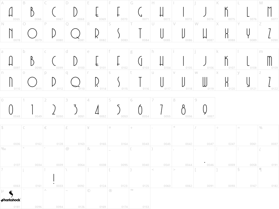 Quincento Character Map