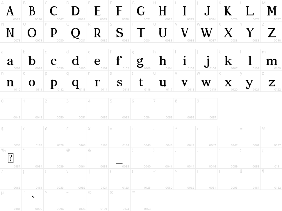 Quitees Shine Character Map