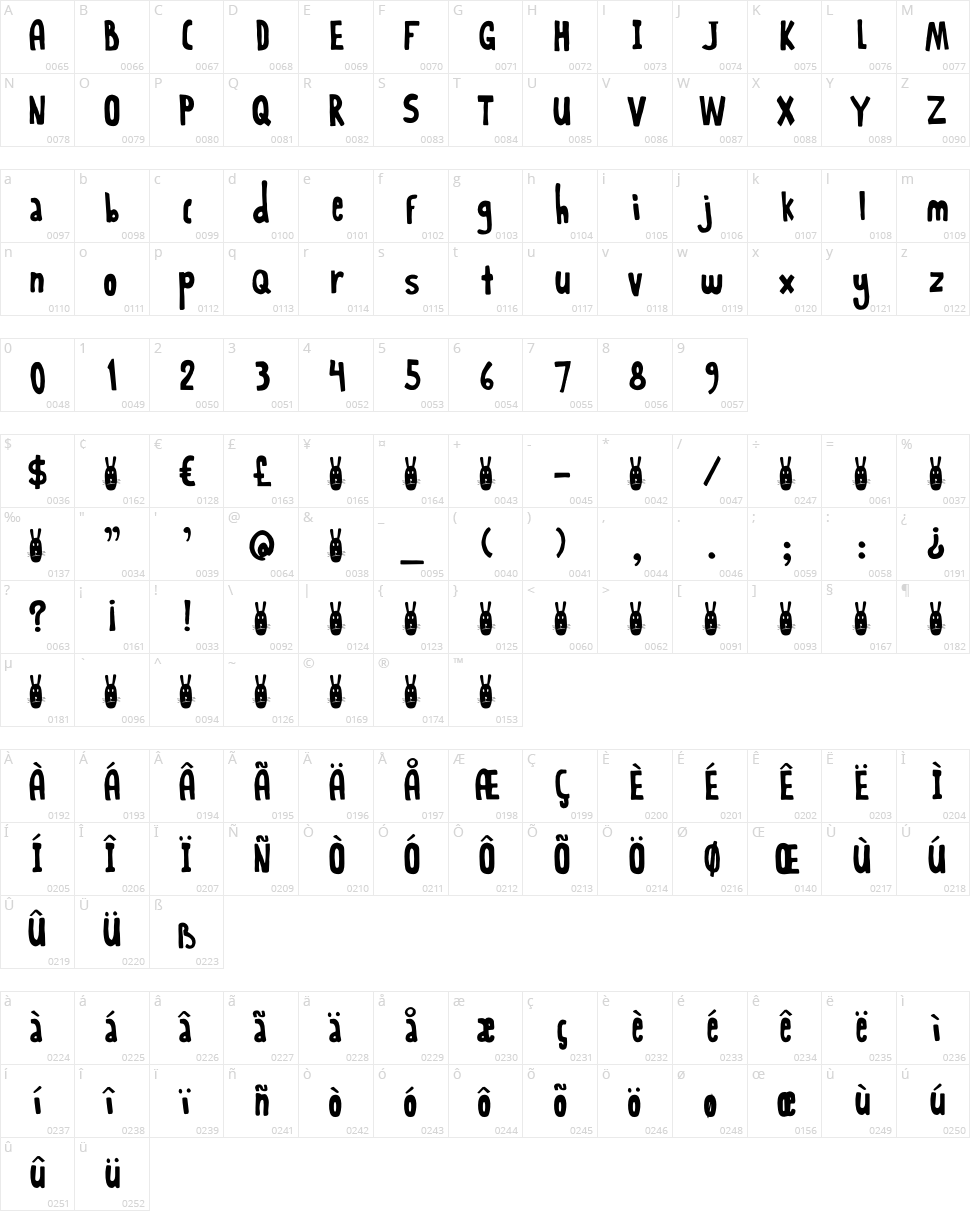 Rabbit On The Moon Character Map