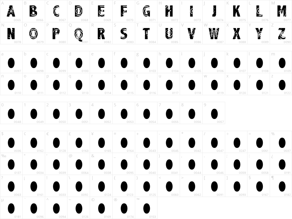 Raindrop Splash Character Map