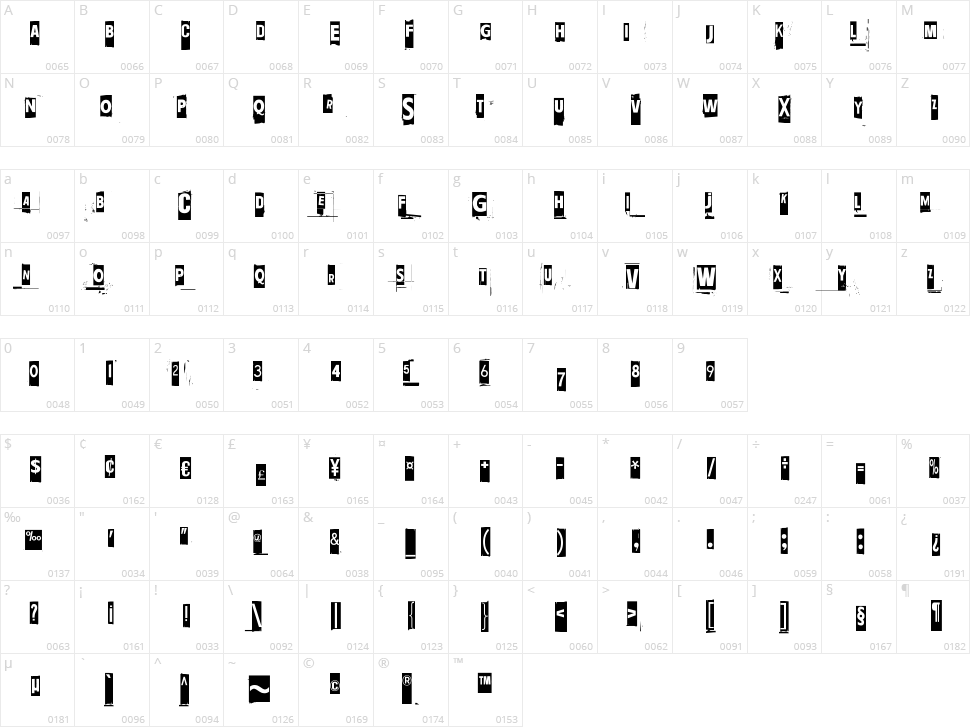 Ransom Blanco Zero Character Map