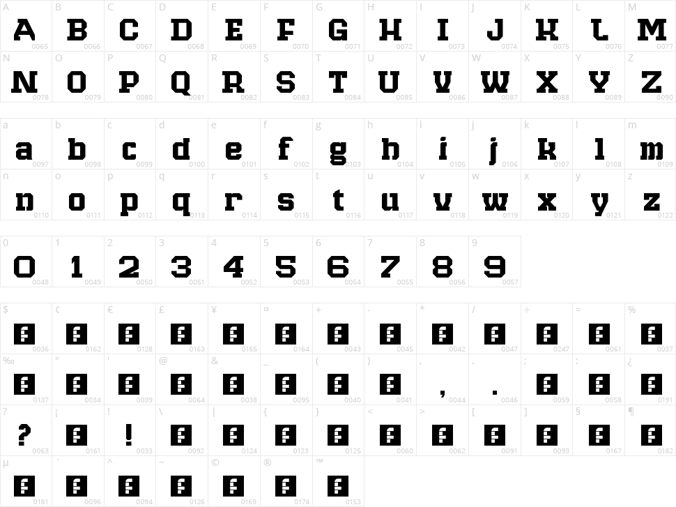 Raven Slab Character Map