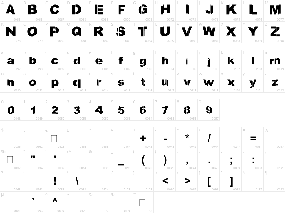 Reclaim the Streets Character Map