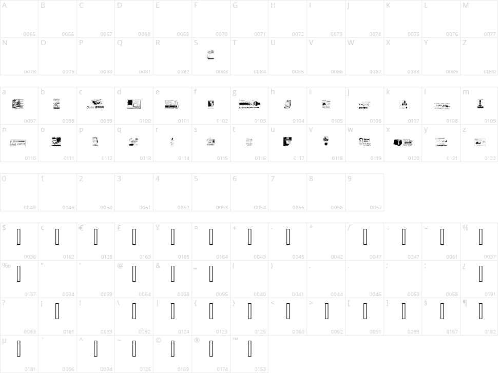 Réclame Character Map
