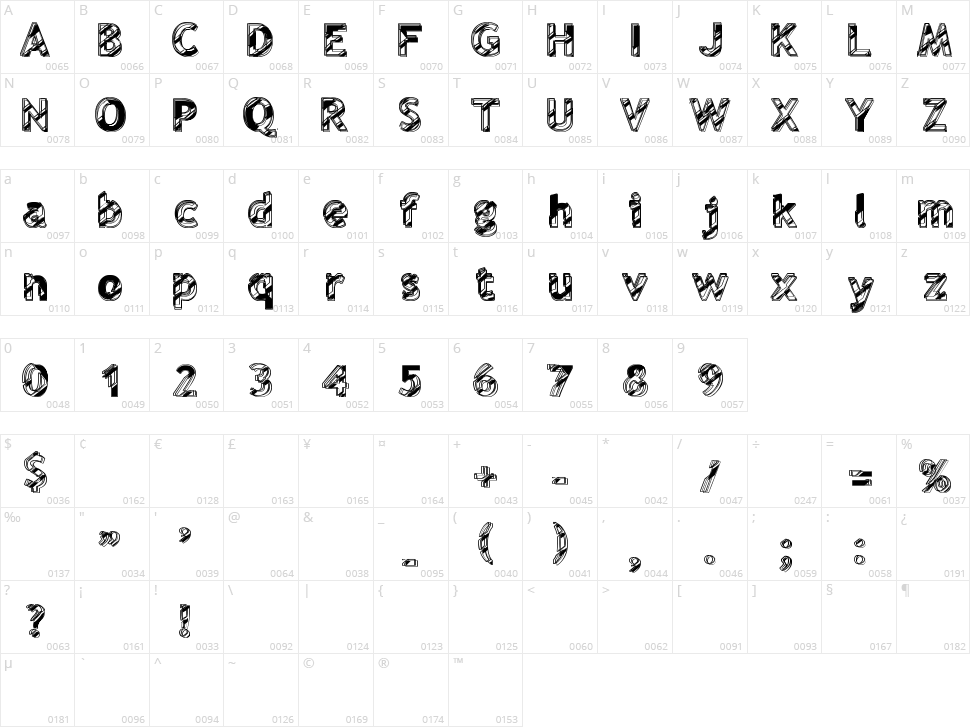 Reflet Électrik Character Map
