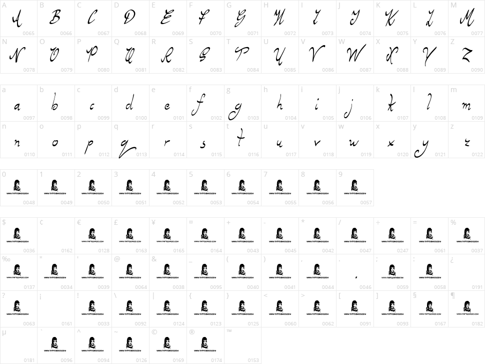 Regent Way Character Map