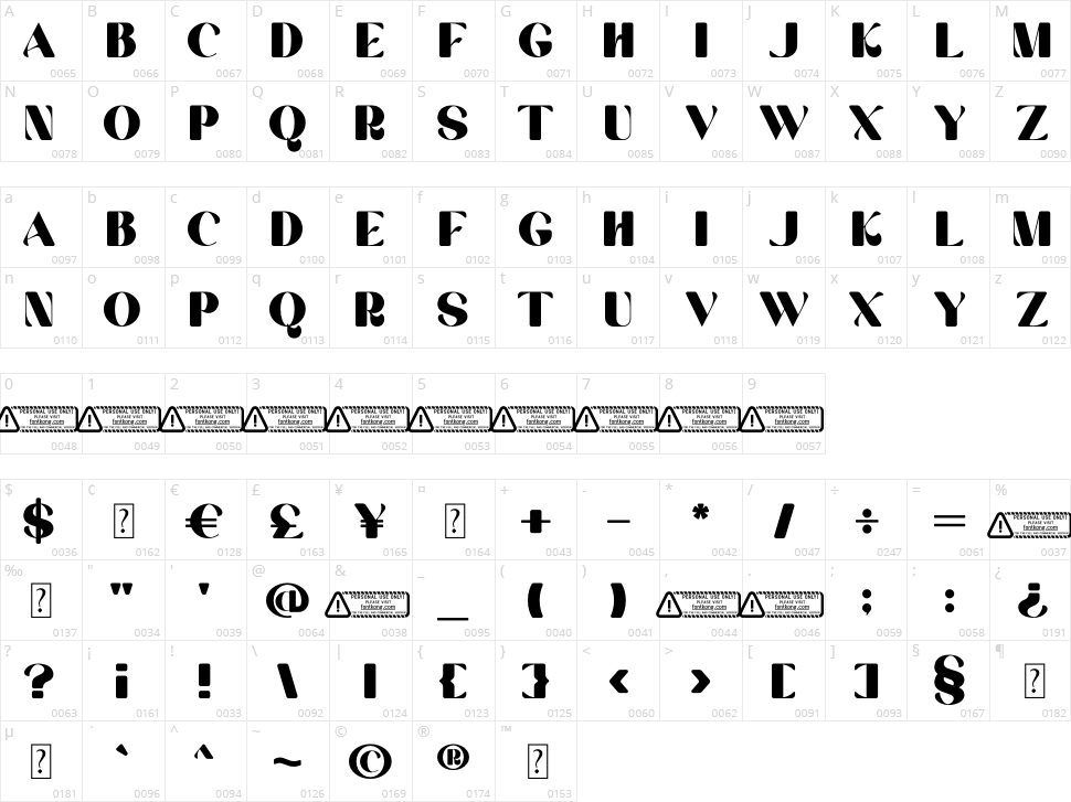 Regrace Character Map