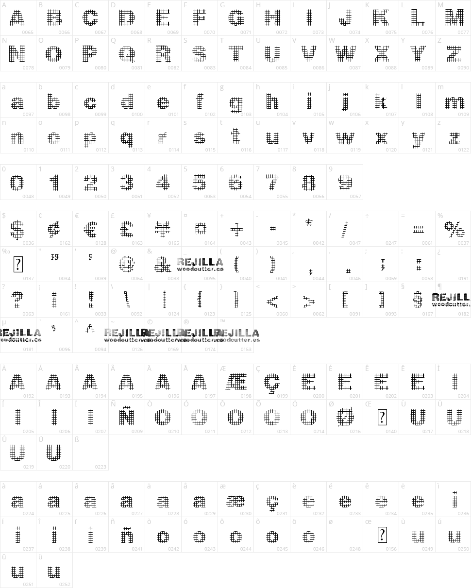 Rejilla Character Map