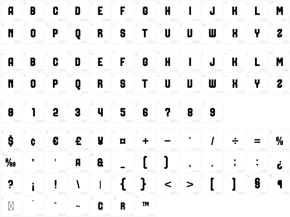 Rekilash Character Map