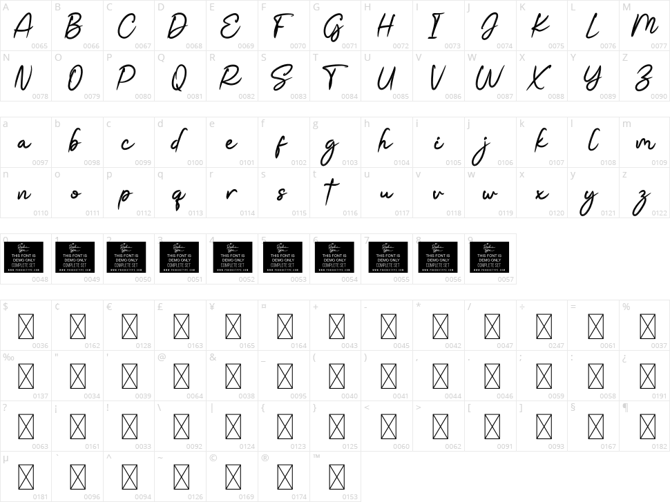 Rembulan Character Map