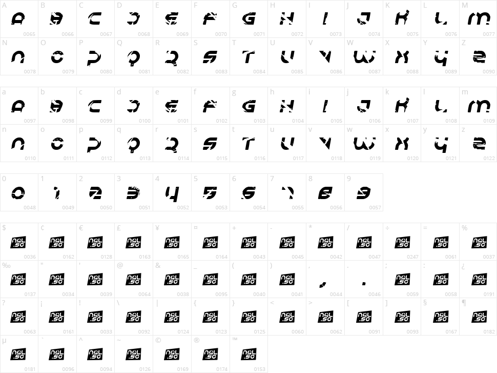Respire Character Map