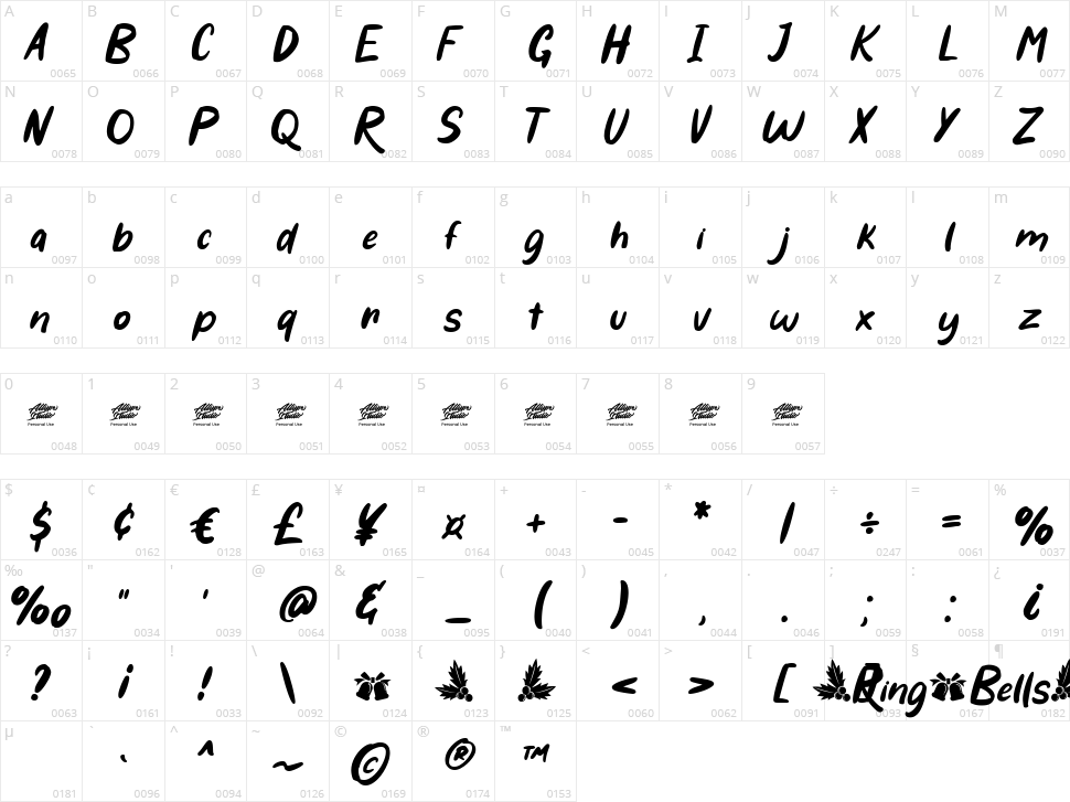 Ring Bells Character Map