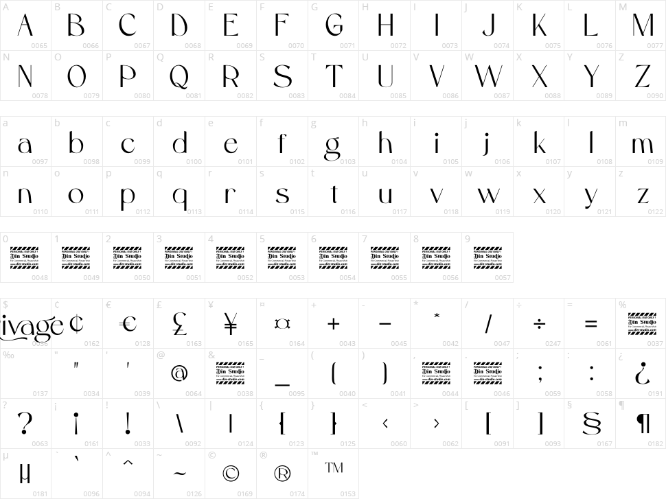 Rivage Character Map