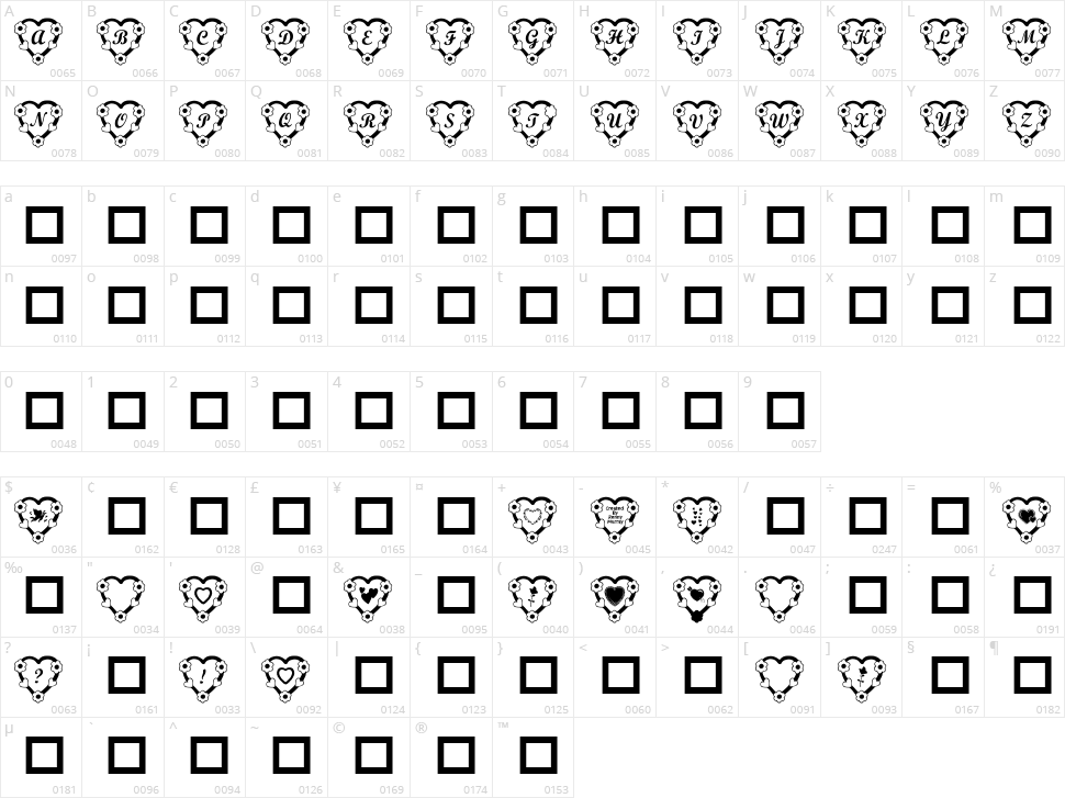 RMFlwrHt Character Map