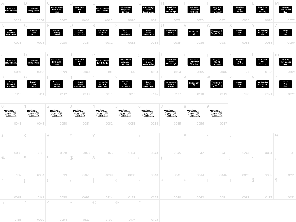 Road to Nowhere JL Character Map