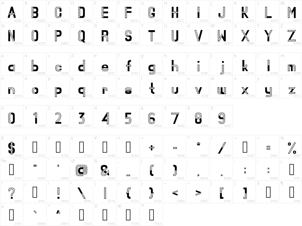 Roadtrack Character Map
