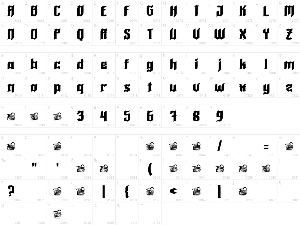 Roback Character Map