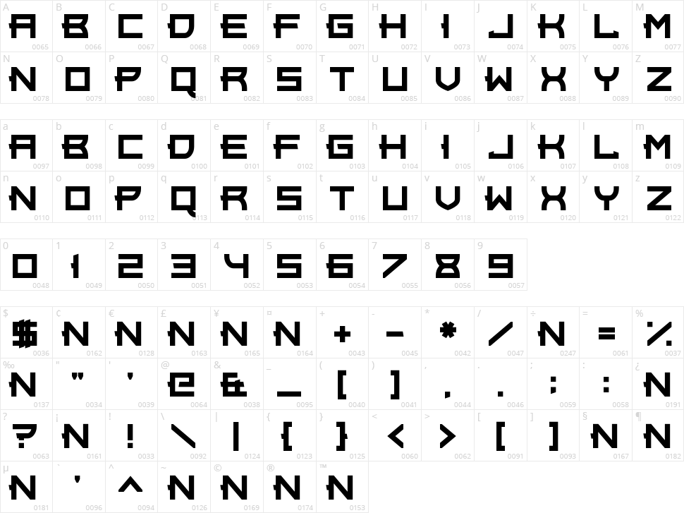 Rock Elegance Character Map