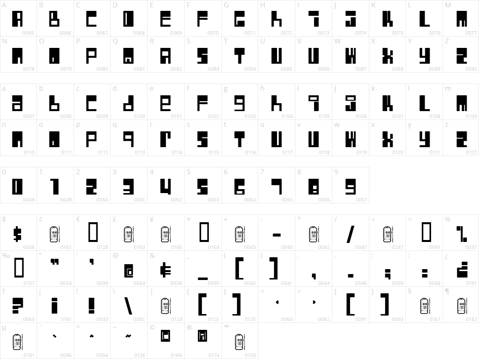 Rocket Character Map